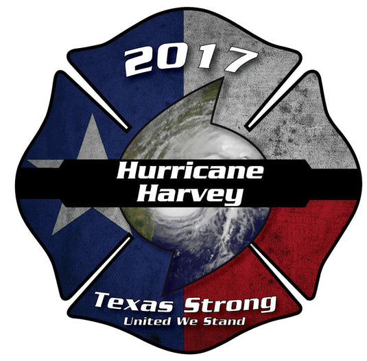 HURRICANE HARVEY TEXAS STRONG MALTESE CROSS HELMET DECAL