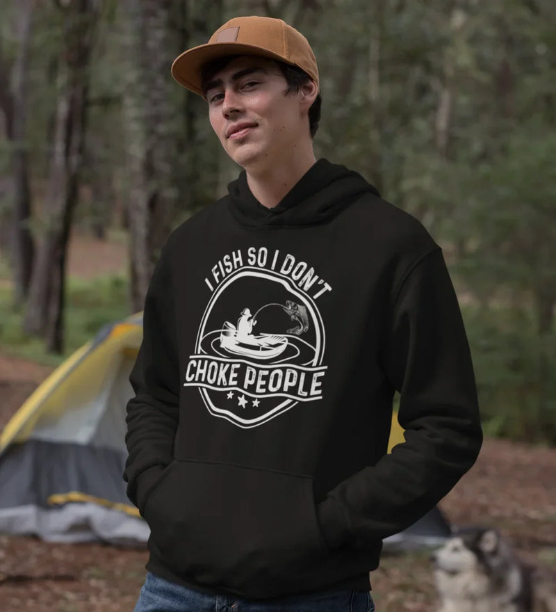 Load image into Gallery viewer, I Fish So I Don&#39;t Choke People v2 Unisex Hoodie
