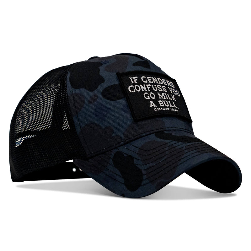 Load image into Gallery viewer, If Genders Confuse You, Go Milk A Bull Patch Snapback Hat
