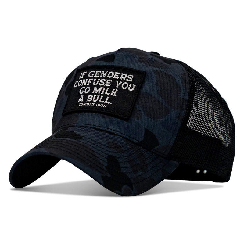 Load image into Gallery viewer, If Genders Confuse You, Go Milk A Bull Patch Snapback Hat
