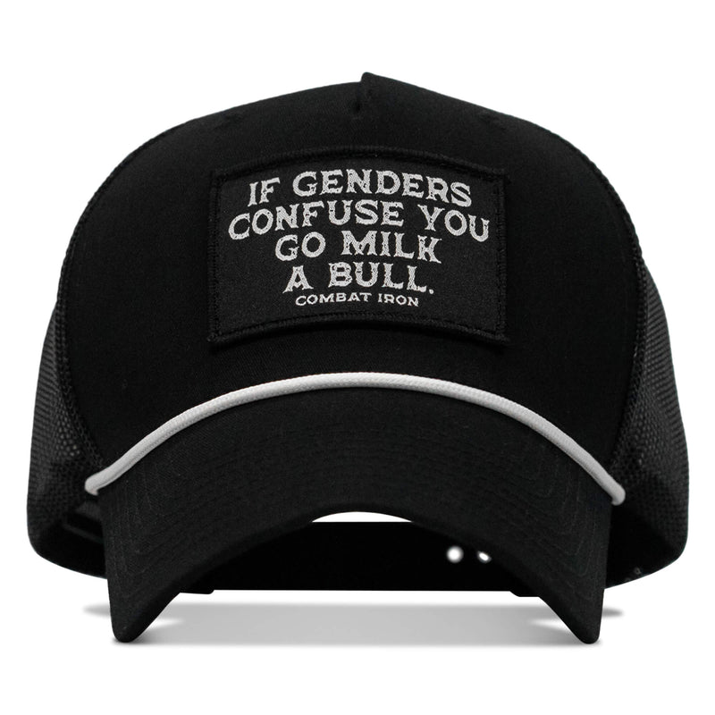 Load image into Gallery viewer, If Gender Confuses You Go Milk A Bull Patch Rope Snapback Hat
