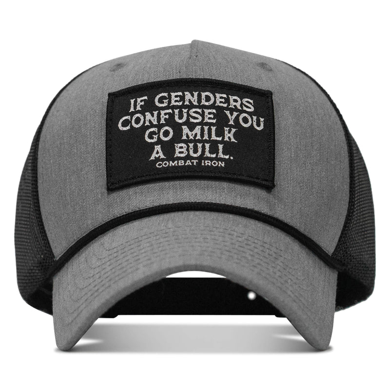 Load image into Gallery viewer, If Gender Confuses You Go Milk A Bull Patch Rope Snapback Hat
