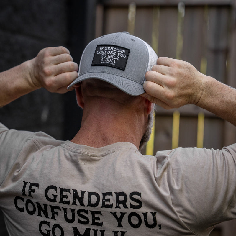 Load image into Gallery viewer, If Genders Confuse You, Go Milk A Bull Patch Snapback Hat

