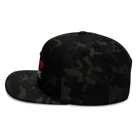 I Love Hot Moms Patch Flatbill Snapback Hat
