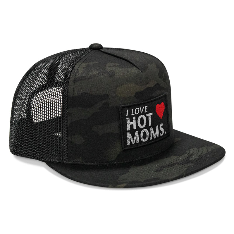 Load image into Gallery viewer, I Love Hot Moms Patch Flatbill Snapback Hat
