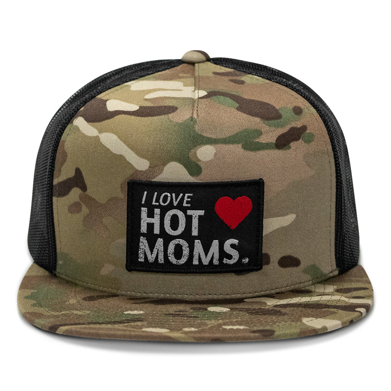 Load image into Gallery viewer, I Love Hot Moms Patch Flatbill Snapback Hat

