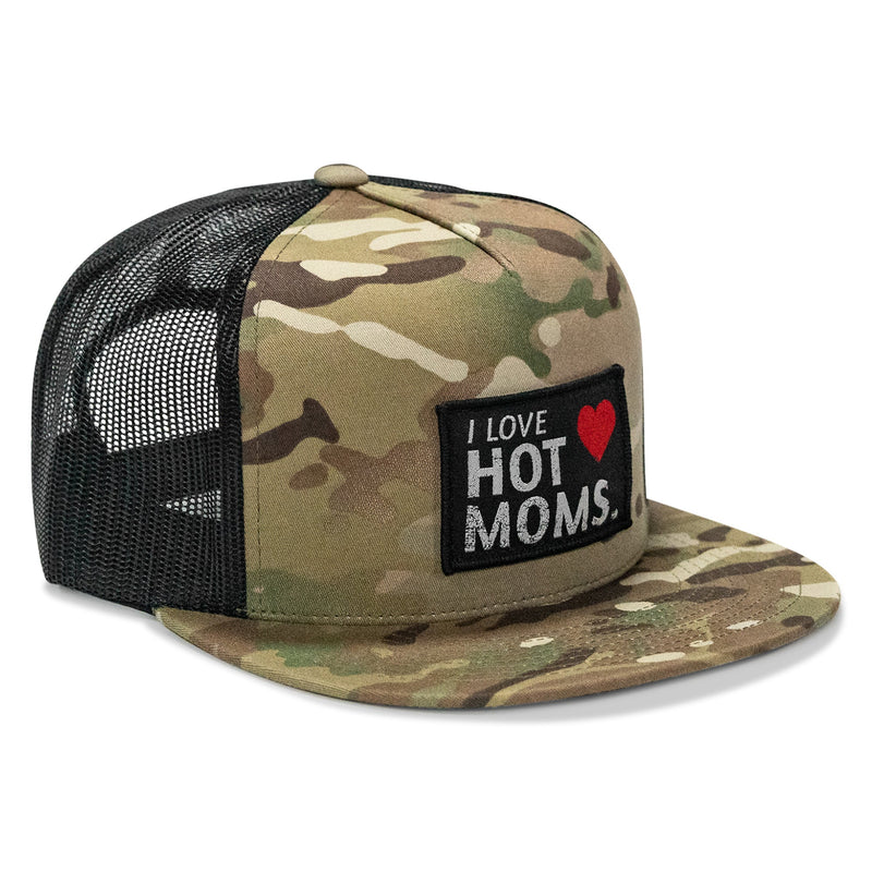 Load image into Gallery viewer, I Love Hot Moms Patch Flatbill Snapback Hat
