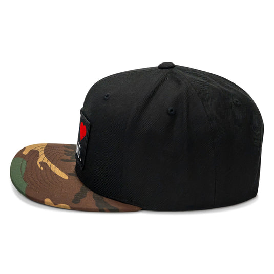 I Love Hot Moms Patch Flatbill Snapback Hat