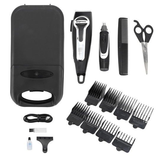 Impress 18-Pce Rechargeable Hair Clipper and Nose Trimmer Set