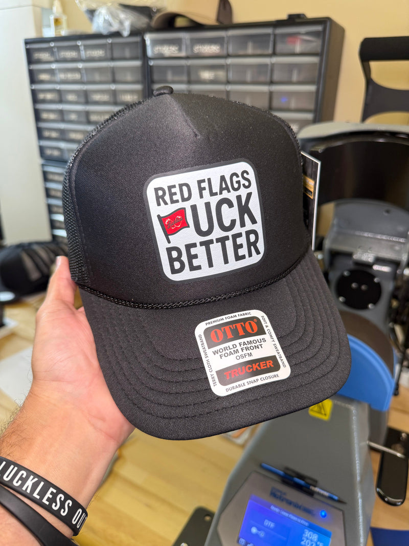 Load image into Gallery viewer, Red Flags F Better Trucker Hat
