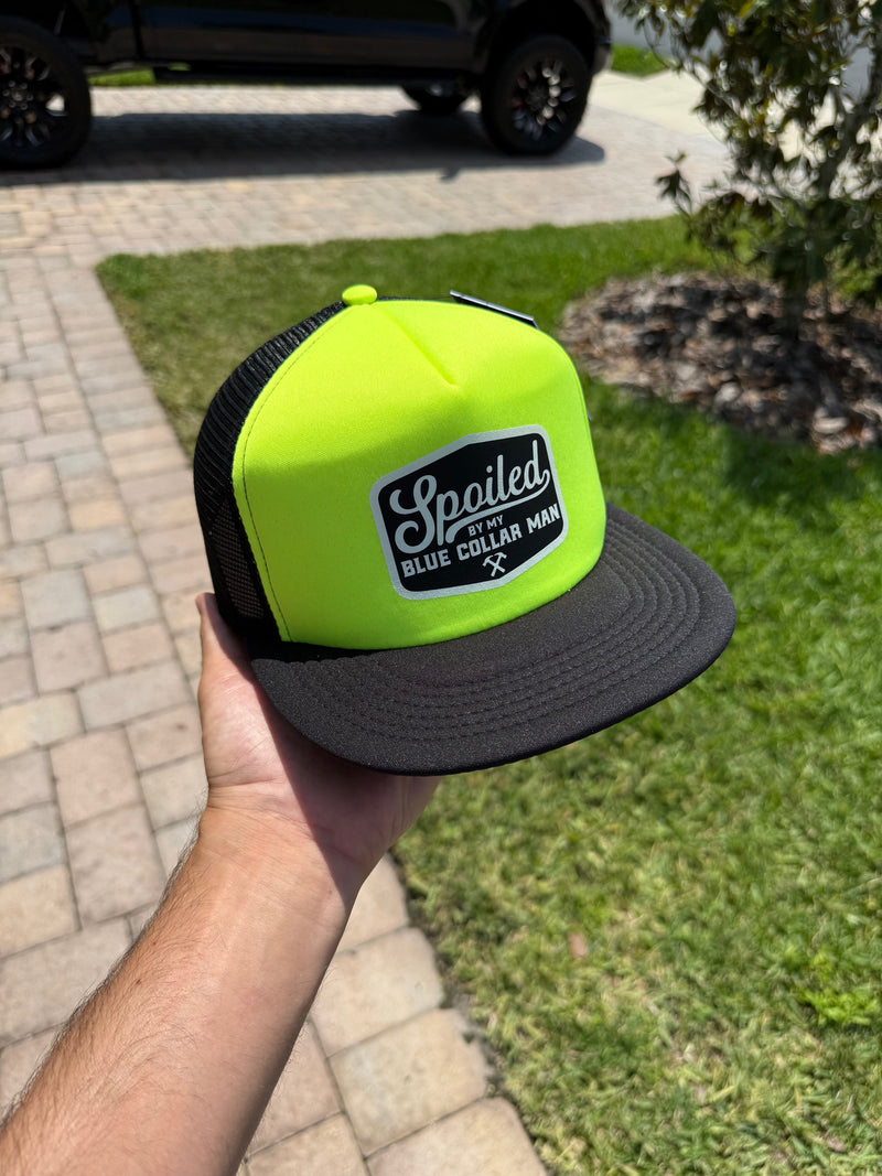 Load image into Gallery viewer, Spoiled by my Blue Collar Man Snapback Trucker
