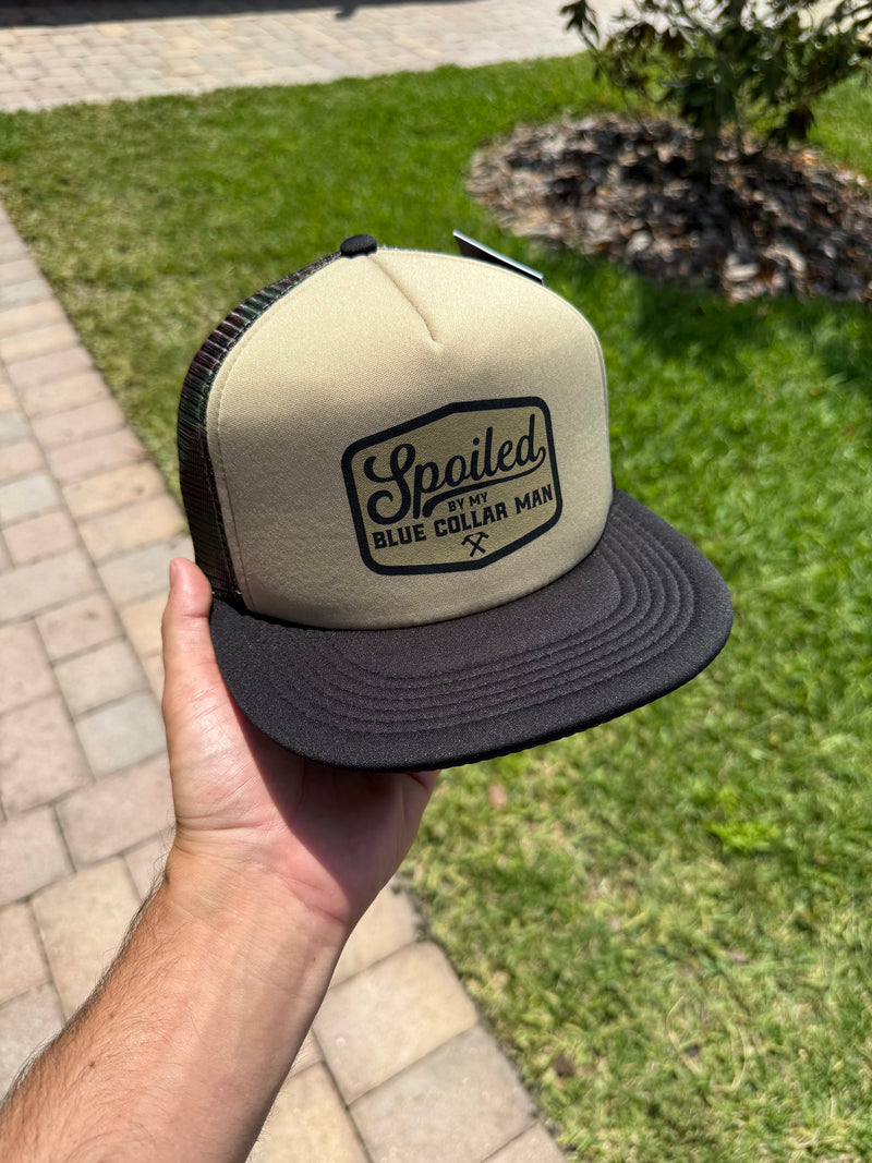 Load image into Gallery viewer, Spoiled by my Blue Collar Man Snapback Trucker
