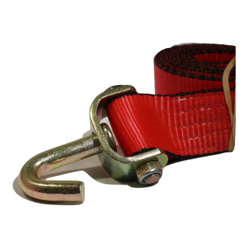 Load image into Gallery viewer, 2" x 10 Ft. Wheel Strap w/ Rubber Cleats &amp; Swivel J Hook | RED
