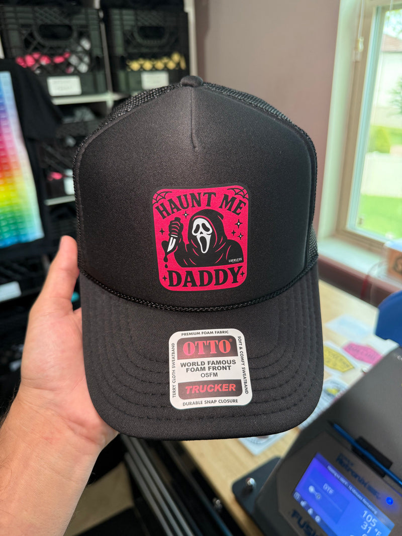 Load image into Gallery viewer, Haunt Me Daddy Trucker Hat
