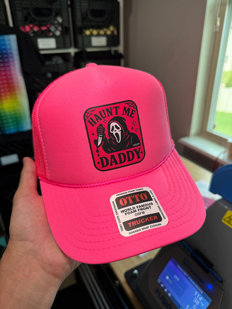 Load image into Gallery viewer, Haunt Me Daddy Trucker Hat
