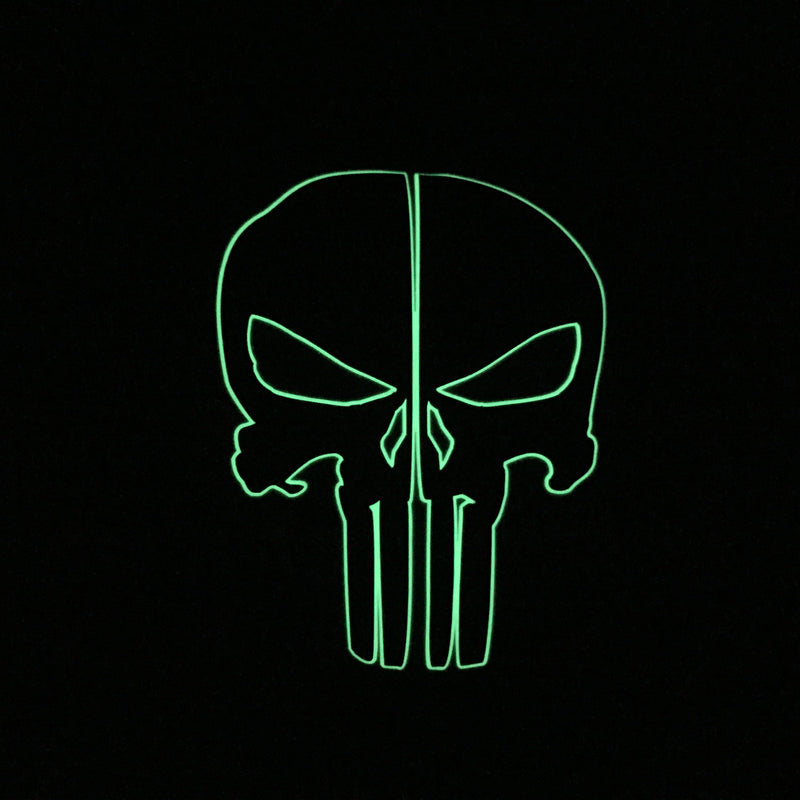 Load image into Gallery viewer, PUNISHER SKULL GLOW OUTLINE REAR HELMET REFLECTIVE HELMET DECAL
