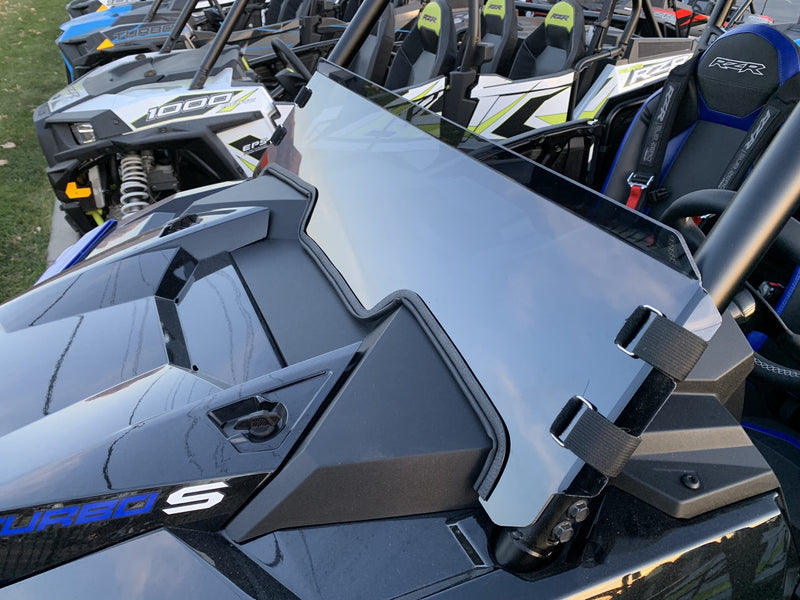 Load image into Gallery viewer, Polycarbonate Half Windshield with Quick Straps for RZR Turbo S and 2019+ RZR 1000, Turbo

