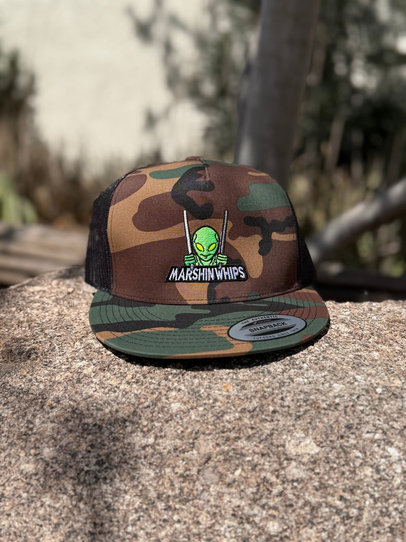 Load image into Gallery viewer, Marshin Whips Marty Flat Bill Camo Hat | Premium Off-Road Snapback
