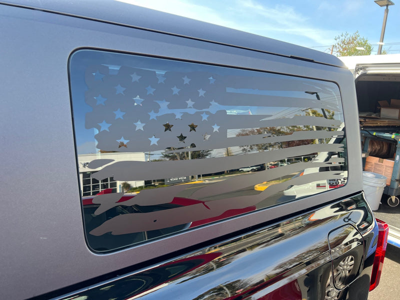 Load image into Gallery viewer, Distressed American Flag Window Decals for the 2021-2025 2 Door Ford Bronco (x2)
