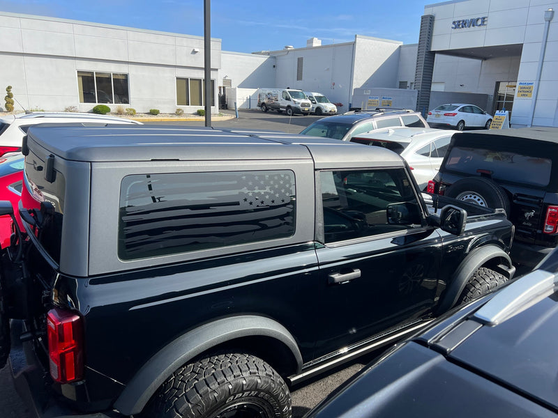 Load image into Gallery viewer, Distressed American Flag Window Decals for the 2021-2025 2 Door Ford Bronco (x2)
