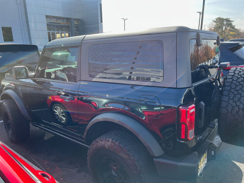 Load image into Gallery viewer, Distressed American Flag Window Decals for the 2021-2025 2 Door Ford Bronco (x2)
