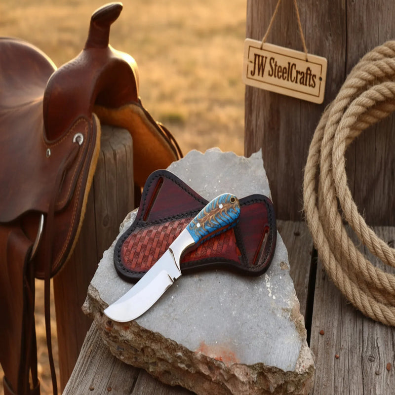Load image into Gallery viewer, Handmade Azure Peak Skinner Knife with turquoise vein resin handle
