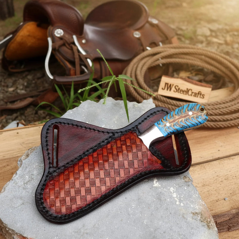 Load image into Gallery viewer, Handmade Azure Peak Skinner Knife with turquoise vein resin handle
