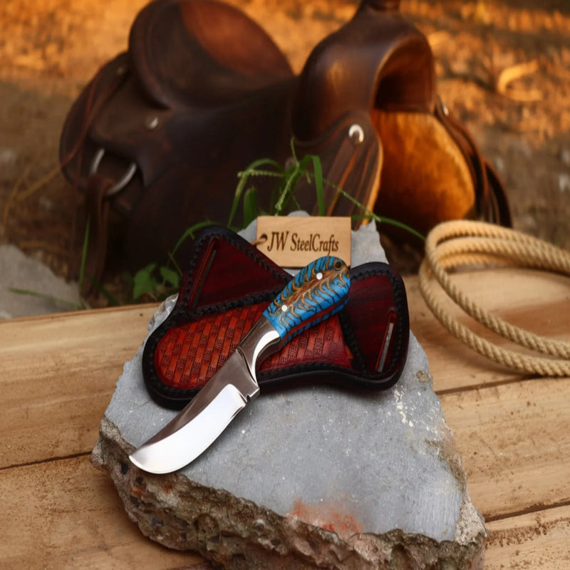 Load image into Gallery viewer, Handmade Azure Peak Skinner Knife with turquoise vein resin handle
