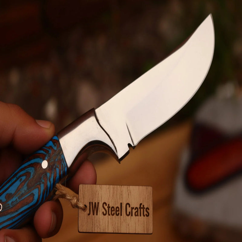 Load image into Gallery viewer, Handmade Azure Peak Skinner Knife with turquoise vein resin handle
