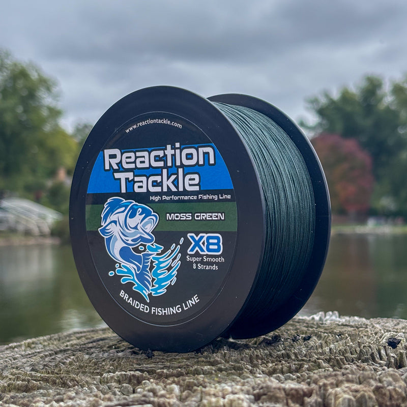 Load image into Gallery viewer, Reaction Tackle X8 Braided Fishing Line - Moss Green 8 Strand
