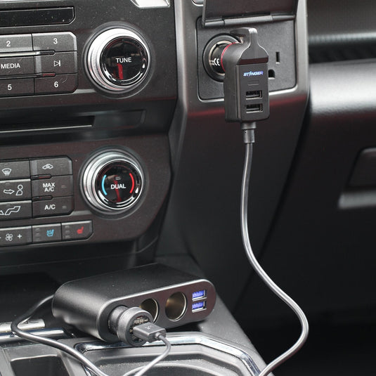 USB Car Charger Emergency Tool With Cigarette Lighter & USB Extensions