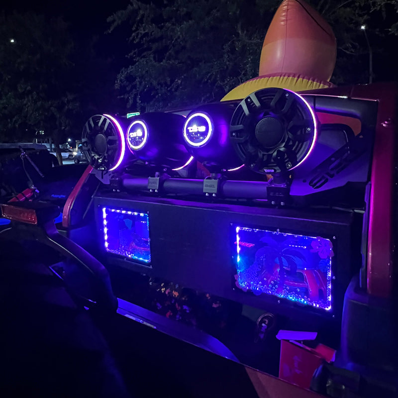 Load image into Gallery viewer, JL-TUBEUP 4x 8" Marine Towers Speakers with RGB LED Lights, 4-Channel Marine Amplifier and AMPKIT for Jeep JLU
