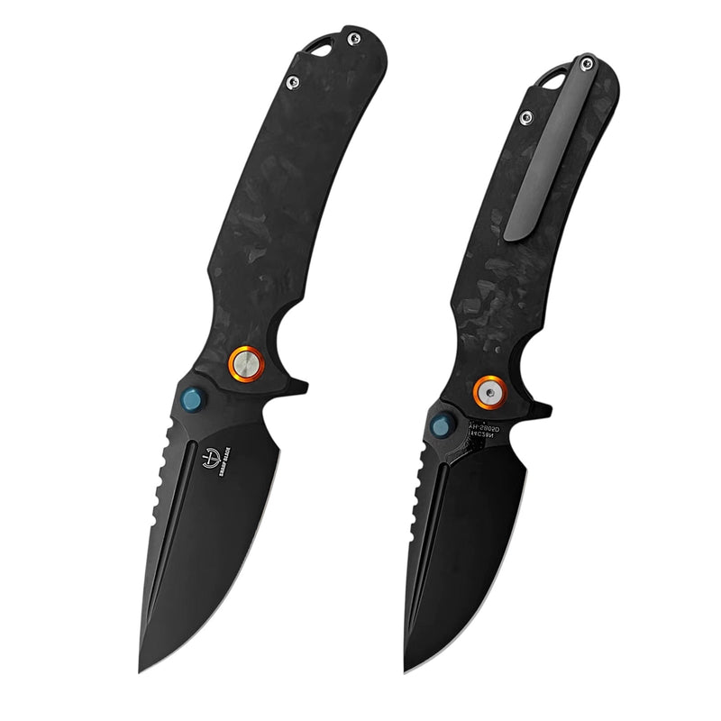Load image into Gallery viewer, Sharp Blade Premium 14C28N EDC Folding Knife | Micarta | Thumb Stud &amp; Flipper
