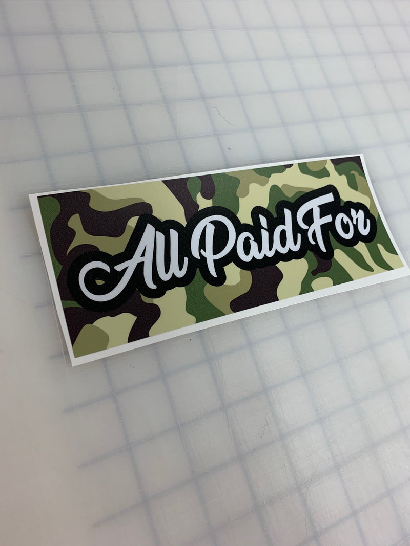 Load image into Gallery viewer, All Paid For: 8&quot; JDM Slap Sticker Decal

