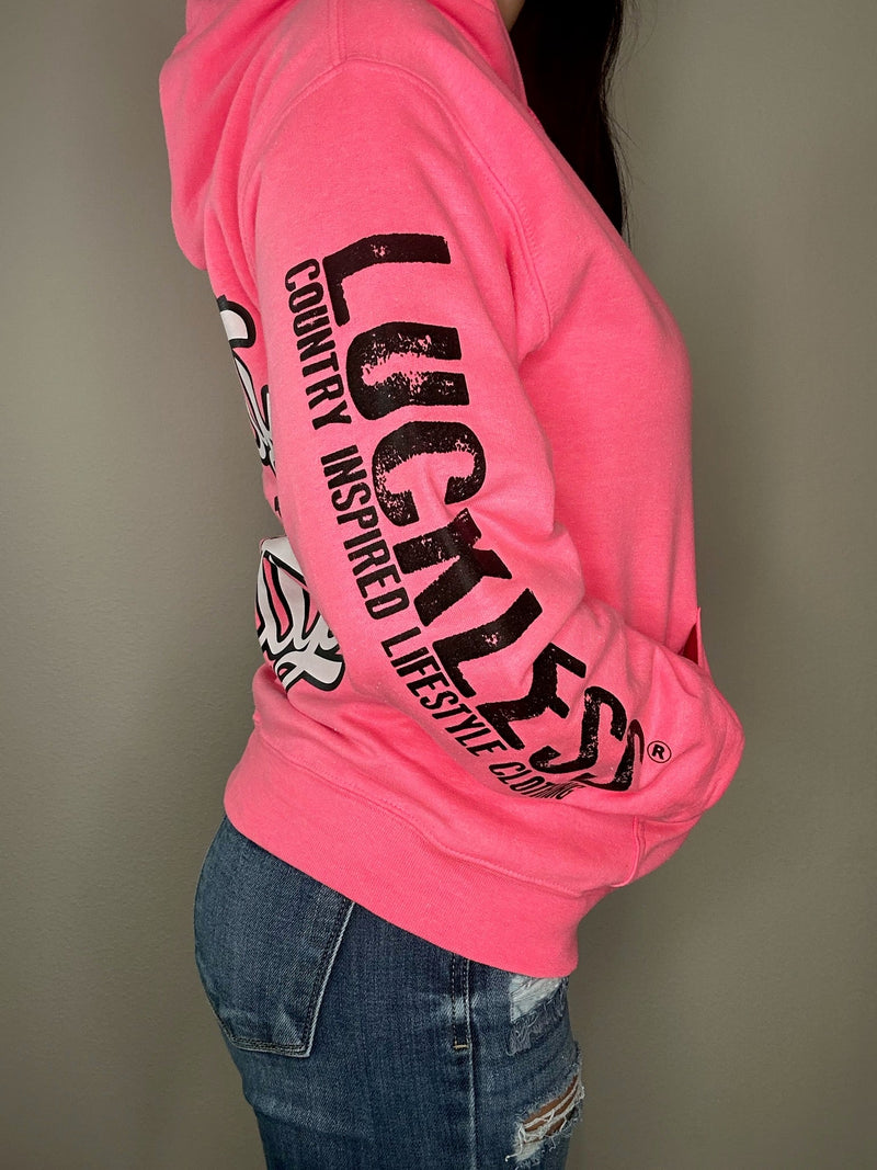 Load image into Gallery viewer, Look Pretty Play Dirty Hoodie | Neon Pink
