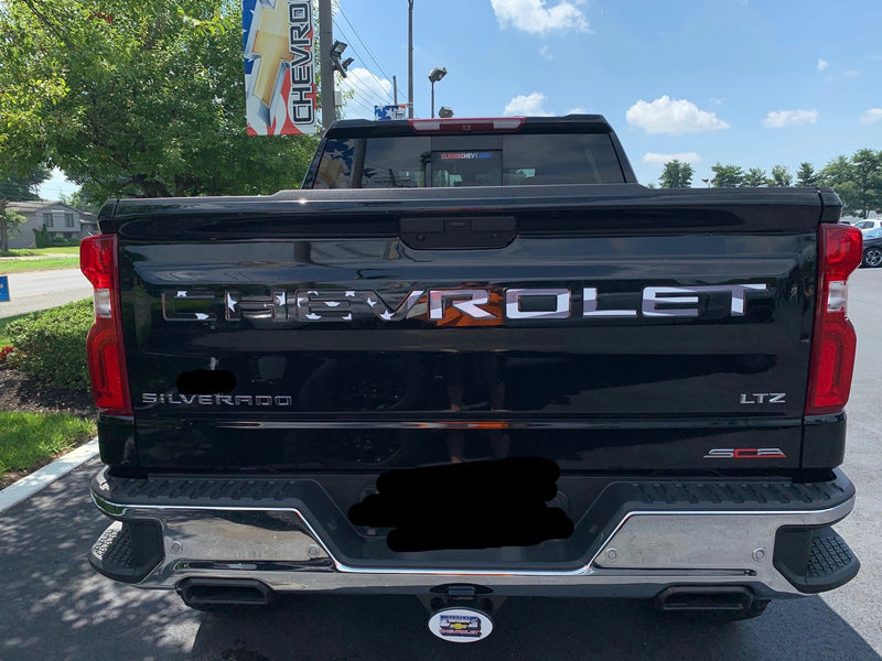 Load image into Gallery viewer, American Flag (Black/White) Tailgate Word Insert Decals for 2019-2024 Chevrolet Silverado Truck
