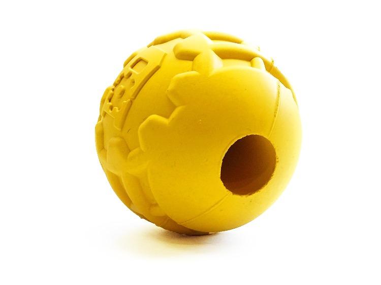 Load image into Gallery viewer, Industrial Dog Ball Rubber Chew Toy for Heavy Chewers | Yellow | USA Made | SodaPup
