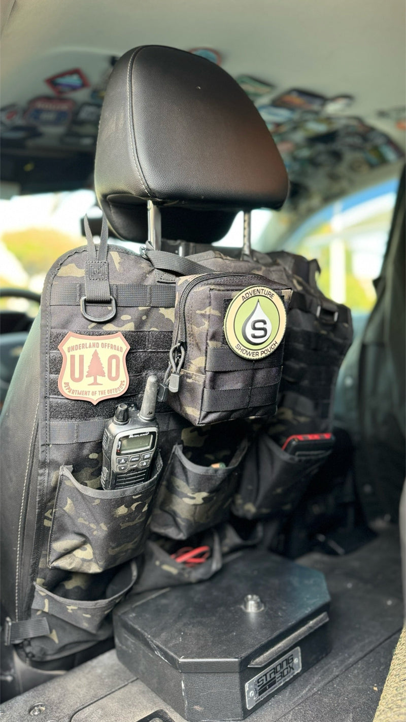 Load image into Gallery viewer, Tactical Molle Zipper Bag + Adventure Sampler Kit: 4 Shower Pouches, 1 Hand Sanitizer (80%), and 1 Deodorant
