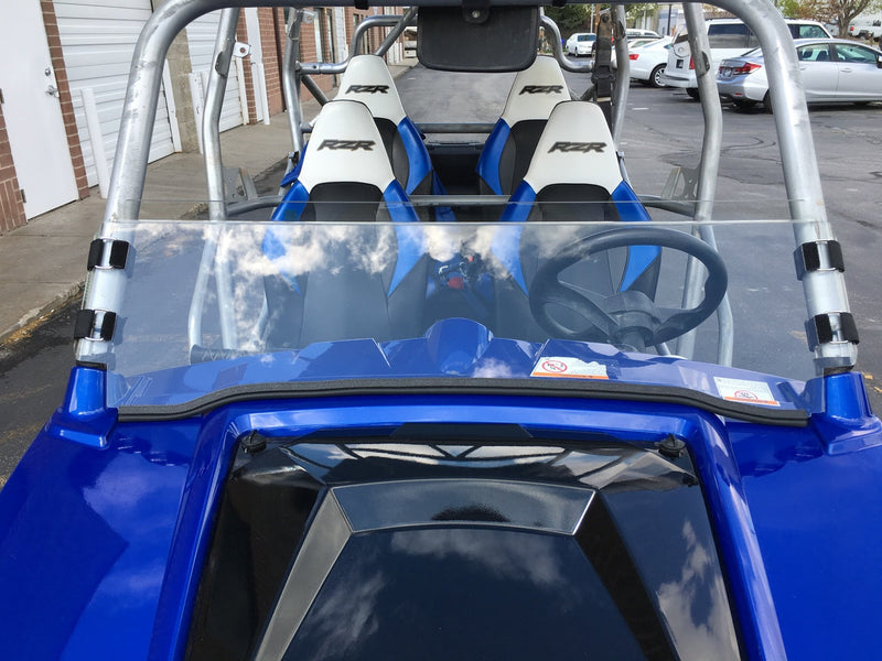 Load image into Gallery viewer, Polycarbonate Half Windshield with Quick Straps for RZR 570, 800, XP900 (upgrade options)
