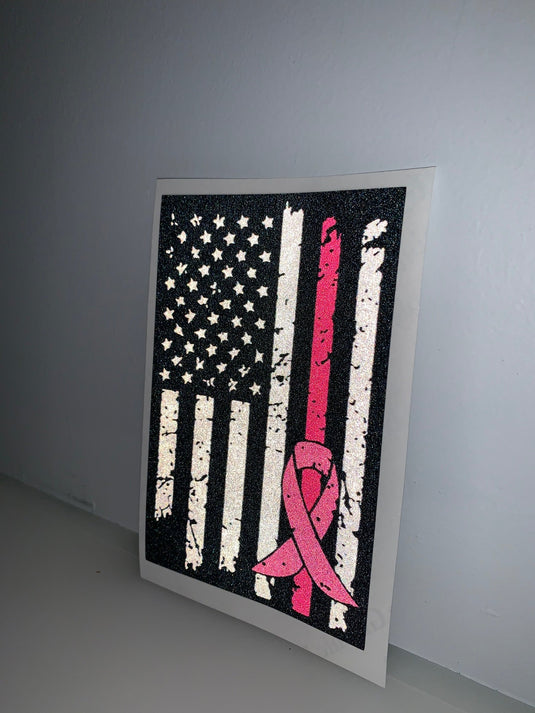 American Flag (Black/White) for Breast Cancer Awareness: 5