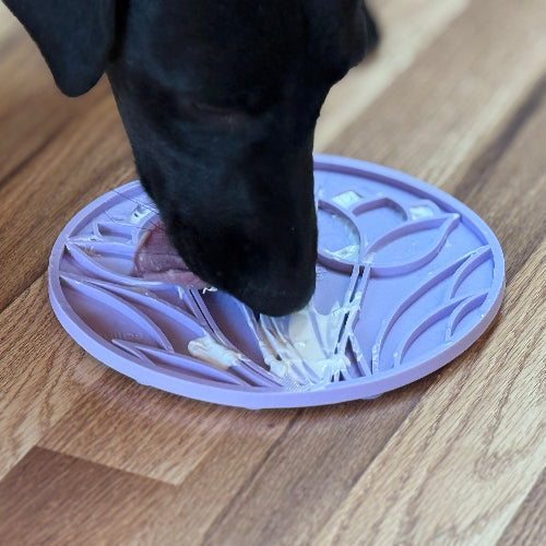 Load image into Gallery viewer, Tulip Design eMat - Enrichment Lick Mat For Dogs and Cats - With Suction Cups | USA Made
