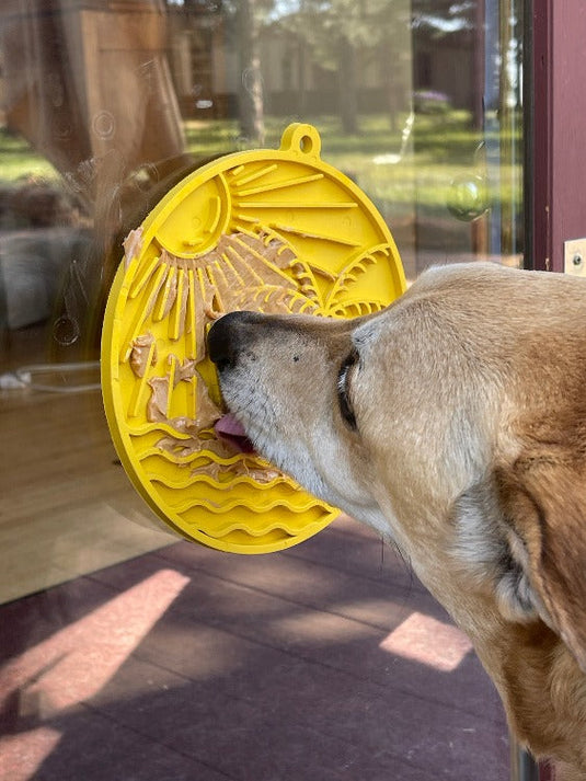 Sun n' Sea eMat - Enrichment Lick Mat For Dogs and Cats - With Suction Cups - Beach Design | USA Made