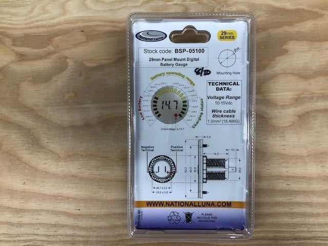 Load image into Gallery viewer, 29mm Panel Mount Digital &amp; LED 12V Meter (10.5-14.7V)
