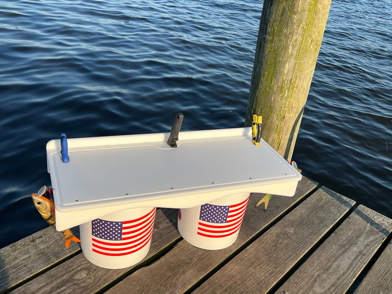 Load image into Gallery viewer, Made in the USA | Premium Double Bucket 33" Raised Fillet Table Cutting Board
