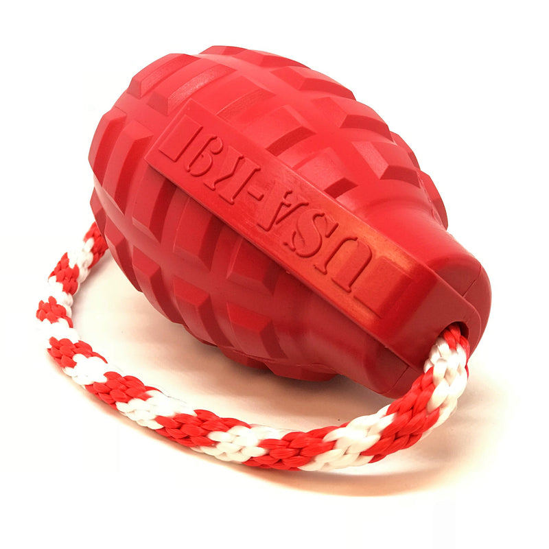 Load image into Gallery viewer, USA-K9 Grenade Rubber Dog Chew Toy | K9 Handler Reward Toy | Blue | USA Made
