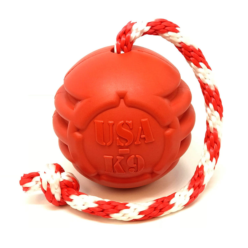 Load image into Gallery viewer, USA-K9 Stars and Stripes Rubber Dog Toy | K9 Handler Reward Toy | Red | USA Made
