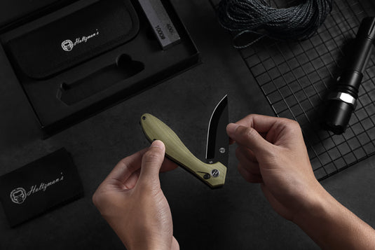 The Vector Folding Pocket Knife Giftset for Men and Women (Green and Black)