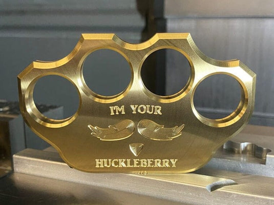 Milspin 3/4lb Brass Knuckle I'm Your Huckleberry Solid Brass Paperweight