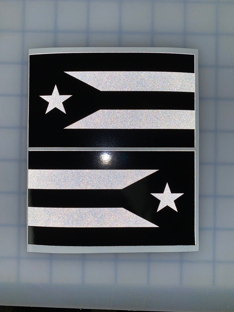 Load image into Gallery viewer, Puerto Rico Flag (Black/White): 5&quot; 3M Reflective Decal Stickers (x2)
