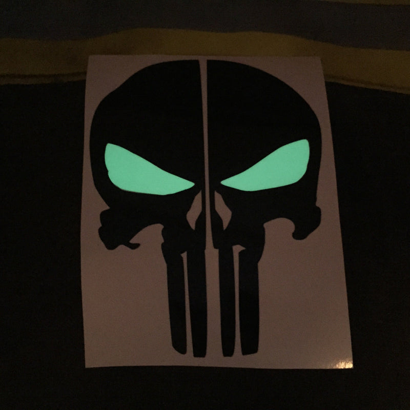 Load image into Gallery viewer, PUNISHER SKULL GLOW EYES REAR HELMET REFLECTIVE HELMET DECAL
